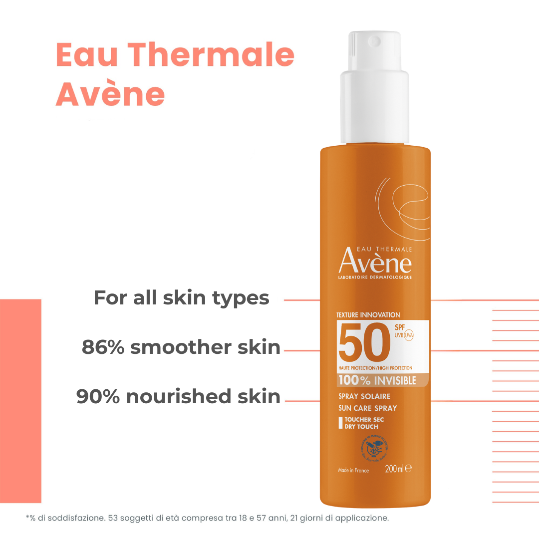 Avène - Spray For Children SPF 50+, Spray 100% Invisible Dry Touch SPF50 & After Sun Creamy Gel Bundle