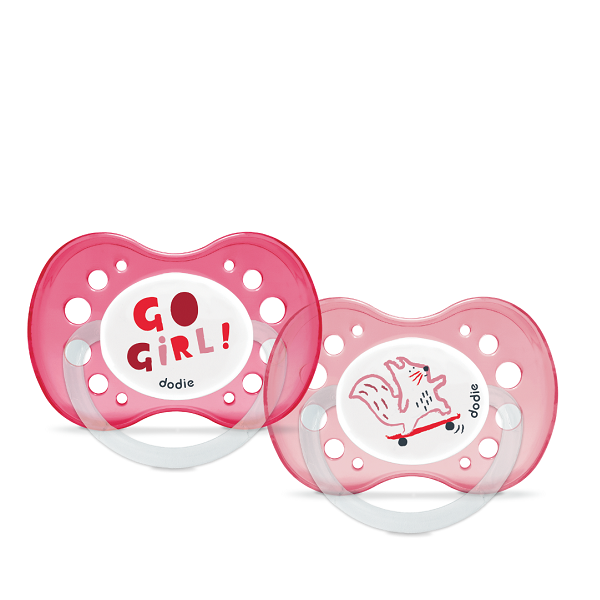 Dodie - Anatomical Duo Soothers 18+ months Funny Animals Girl A71