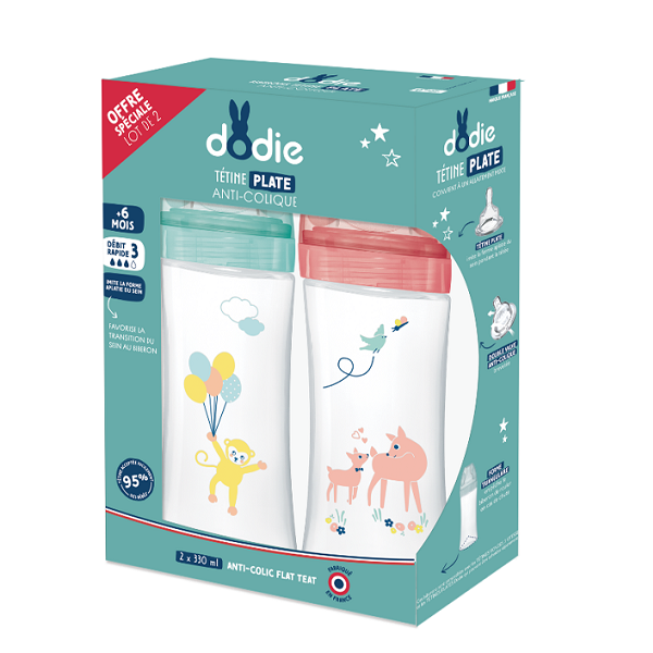Dodie - Box Of 2 Bottles Sensation+ Anti-colic GARDEN Flat Teat Flow