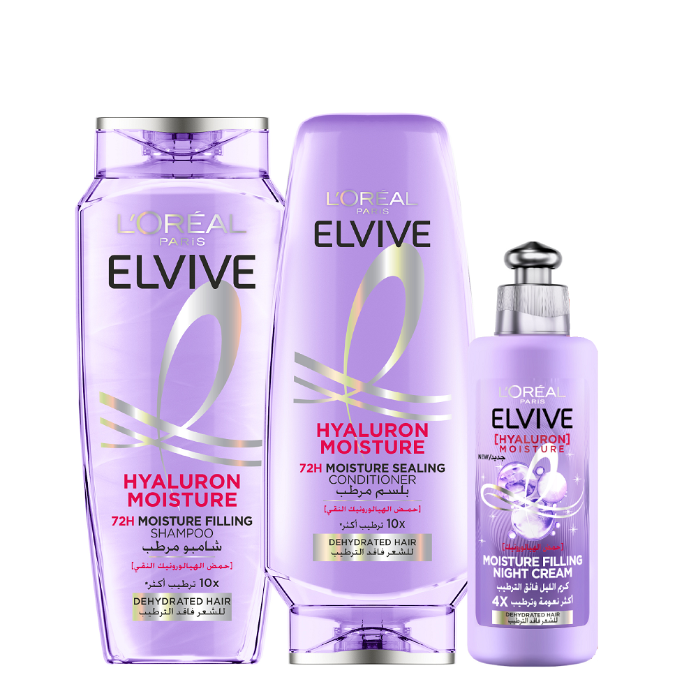 Elvive - Hyaluron Moisture Conditioner, Shampoo & Night Cream Bundle