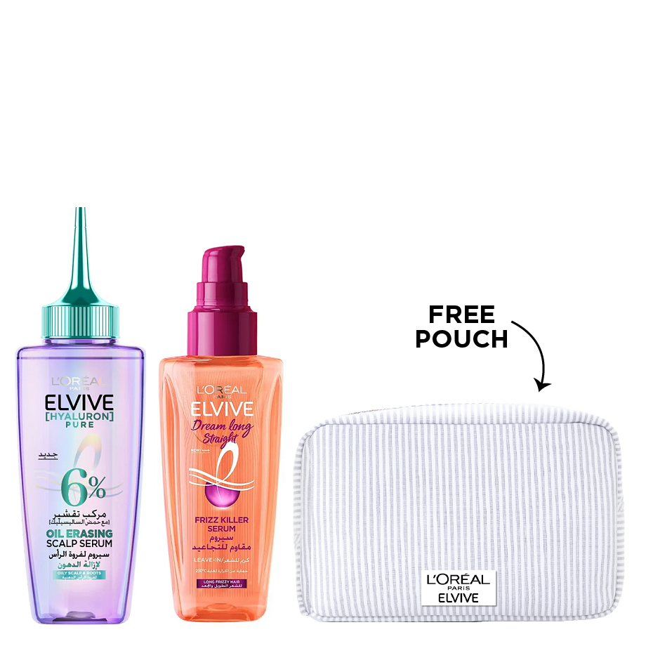 Elvive - Hyaluron Pure Oil Erasing Scalp Serum & Dream Long Straight Frizz Killer Serum Bundle