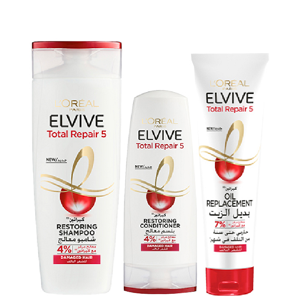 Elvive - Total Repair 5 Shampoo, Conditioner & Oil Replacement Bundle