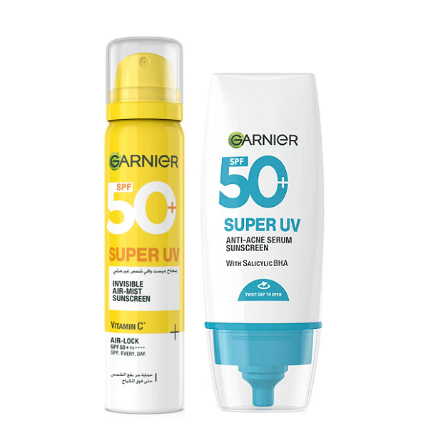 Garnier - Super UV Acne Prone Skin Sunscreen SPF50+ & Air Mist Sunscreen SPF50+ Bundle
