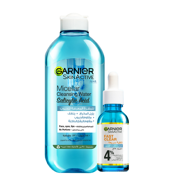 Garnier - SkinActive Micellar Cleansing Water Salicylic Acid & Booster Serum Bundle