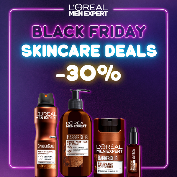 L'Oreal Men Expert - Barber Club Wash, Moisturiser, Oil & Body Spray Bundle