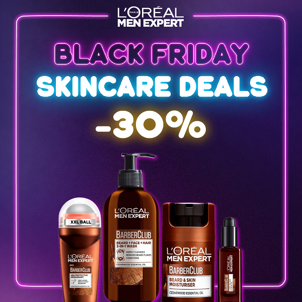 L'Oreal Men Expert - Barber Club Wash, Moisturiser, Oil & Deodorant Roll On Bundle