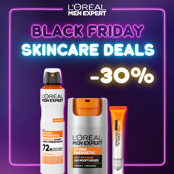 L'Oreal Men Expert - Hydra Energetic Moisturiser, Eye Roll On & Extreme Sport Deodorant Spray Bundle