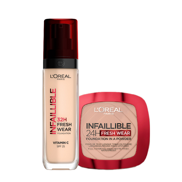 L'Oreal Paris - Infaillible Fresh Wear Foundation in a Powder & Fresh Wear Liquid Foundation Bundle