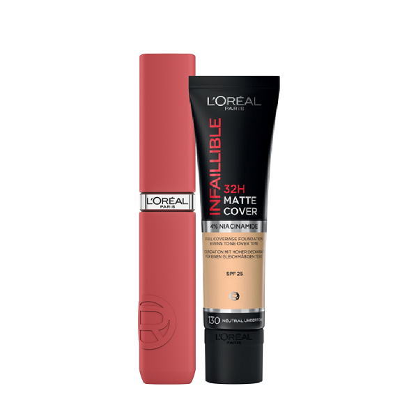 L'Oreal Paris - Infaillible Matte Cover Foundation & Infaillible Matte Resistance Liquid Lipstick Bundle