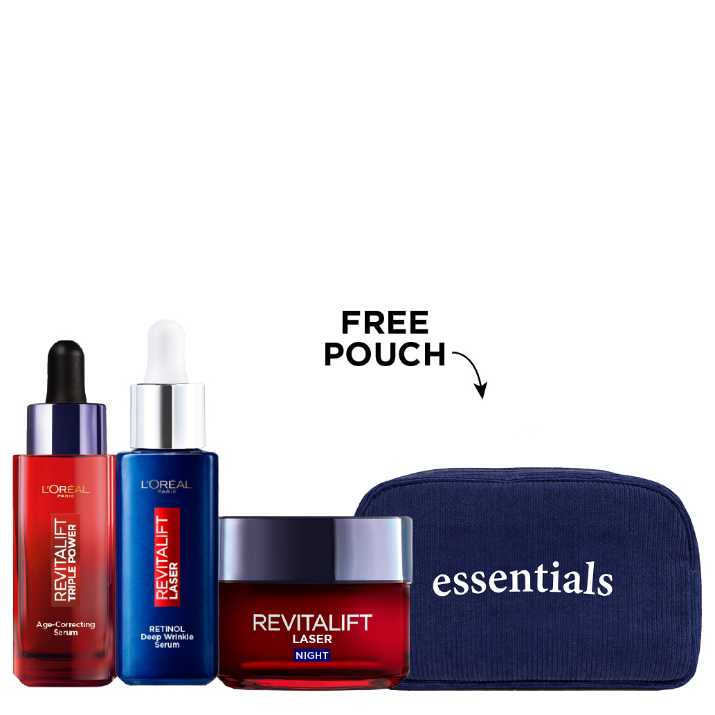 L'Oreal - Revitalift Triple Power Serum, Laser Pure Retinol Night Serum & Laser Night Cream Bundle