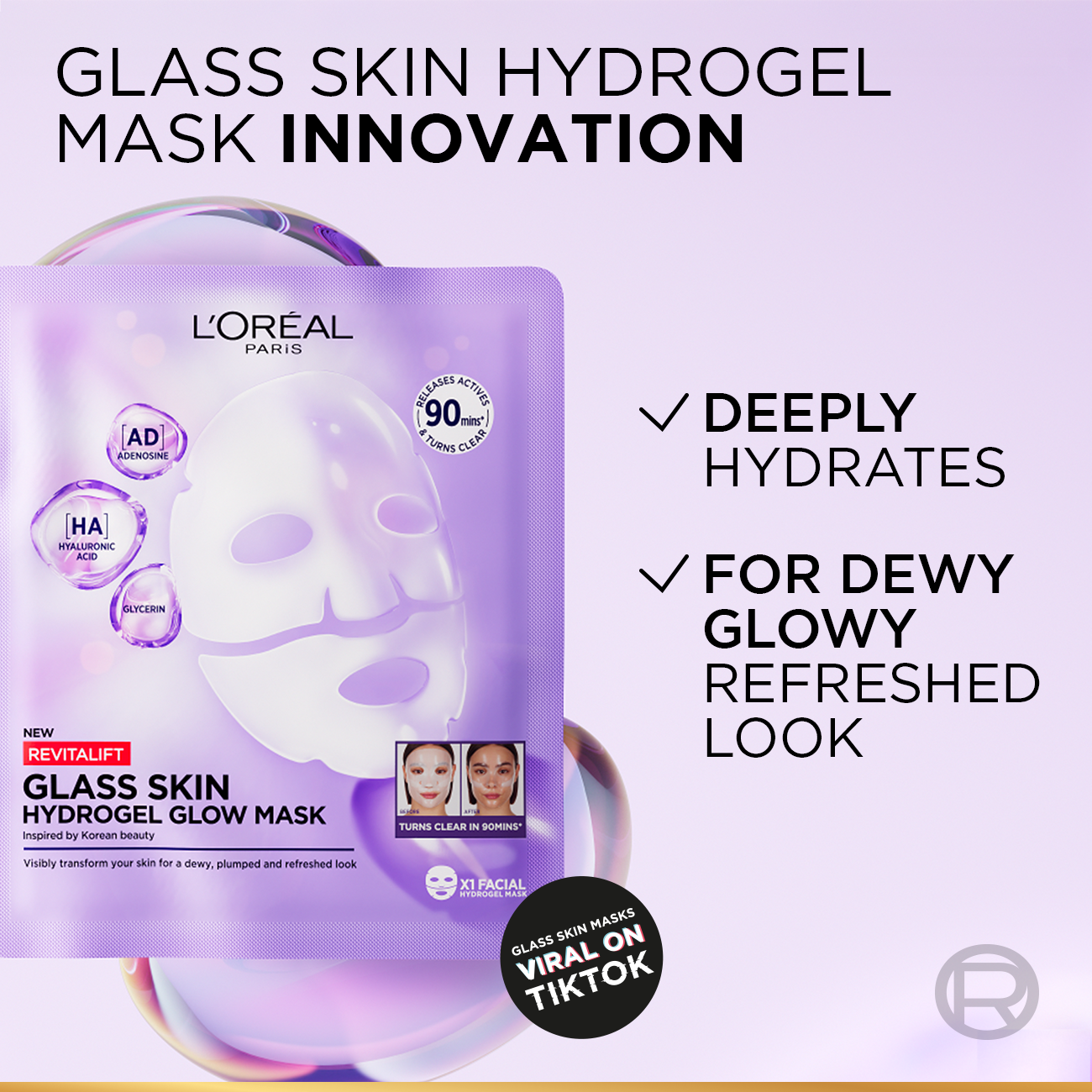 L'Oreal - Revitalift Glass Skin Hydrogel Glow Mask
