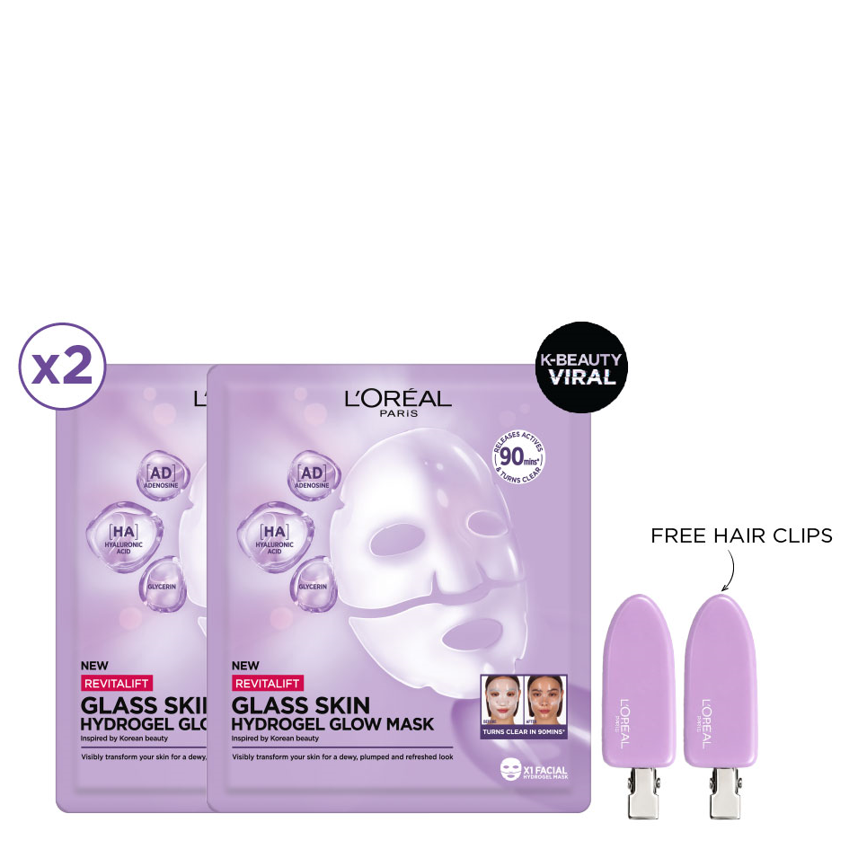 L'Oreal - Revitalift Glass Skin Hydrogel Glow Mask Duo Pack Bundle