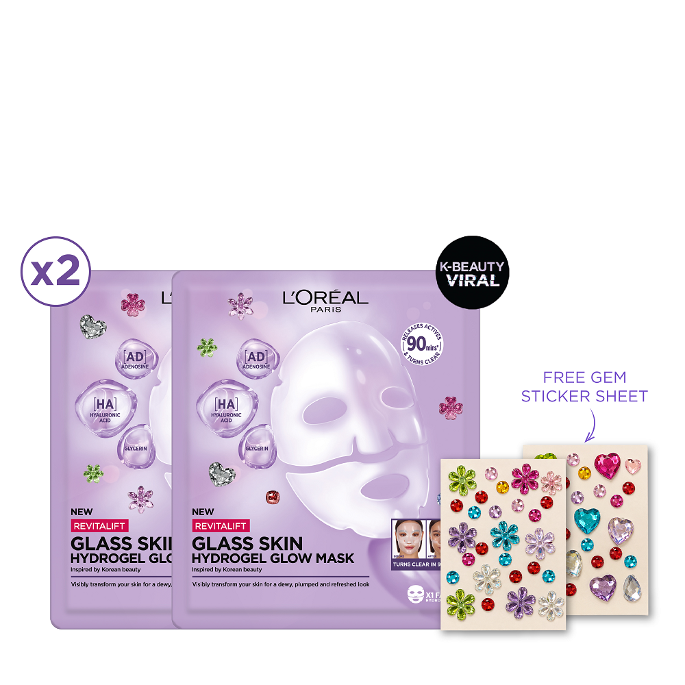 L'Oreal - Revitalift Glass Skin Hydrogel Glow Mask Duo Pack Bundle