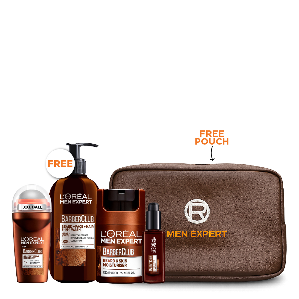 L'Oreal Men Expert - Barber Club Wash, Moisturiser, Oil & Deodorant Roll On Bundle