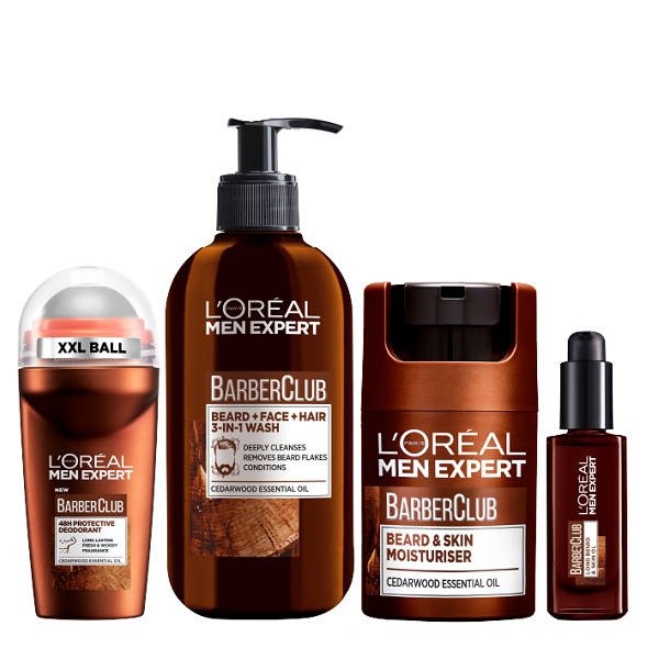 L'Oreal Men Expert - Barber Club Wash, Moisturiser, Oil & Deodorant Roll On Bundle