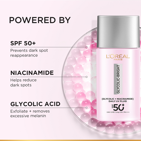 L'Oreal Skin Expert - Glycolic Bright Anti Dark Spot Daily UV Fluid SPF50+