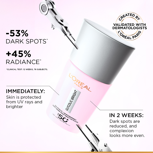 L'Oreal Skin Expert - Glycolic Bright Anti Dark Spot Daily UV Fluid SPF50+