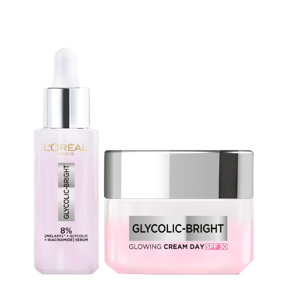 L'Oreal Skin Expert - Glycolic Bright Serum & Glowing Day Cream Bundle
