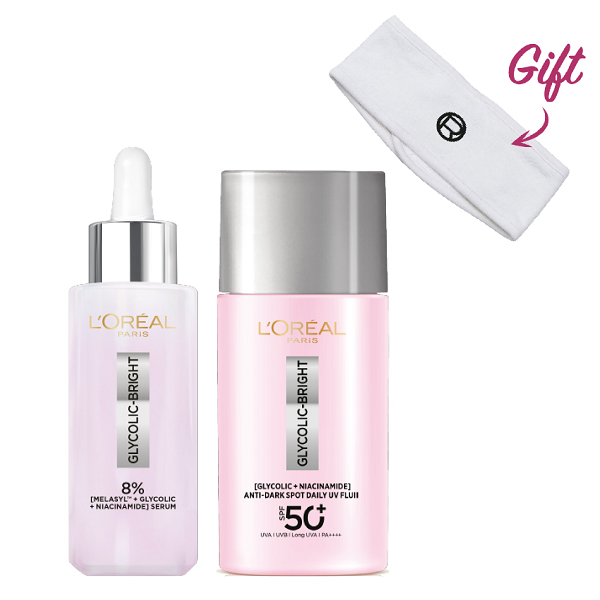 L'Oreal Skin Expert - Glycolic Bright Serum & Daily UV Fluid SPF50+ Bundle
