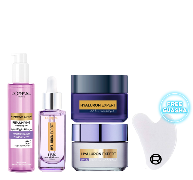 L'Oreal Skin Expert - Hyaluron Expert Day Cream, Night Cream, Serum & Cleansing Gel Bundle