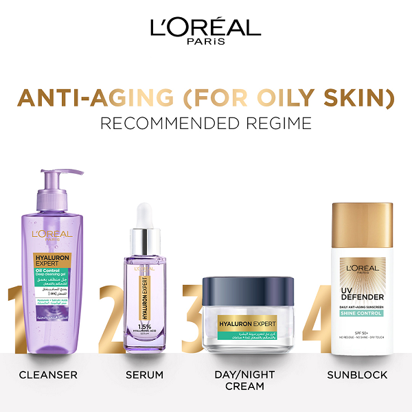 L'oreal Skin Expert - Hyaluron Expert 8H Shine Control Replumping Gel Cream