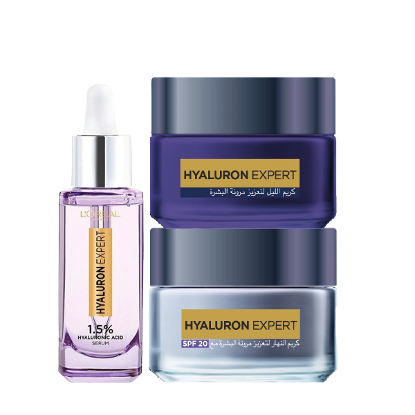L'oreal Skin Expert - Hyaluron Expert Serum, Day Cream & Night Cream Bundle