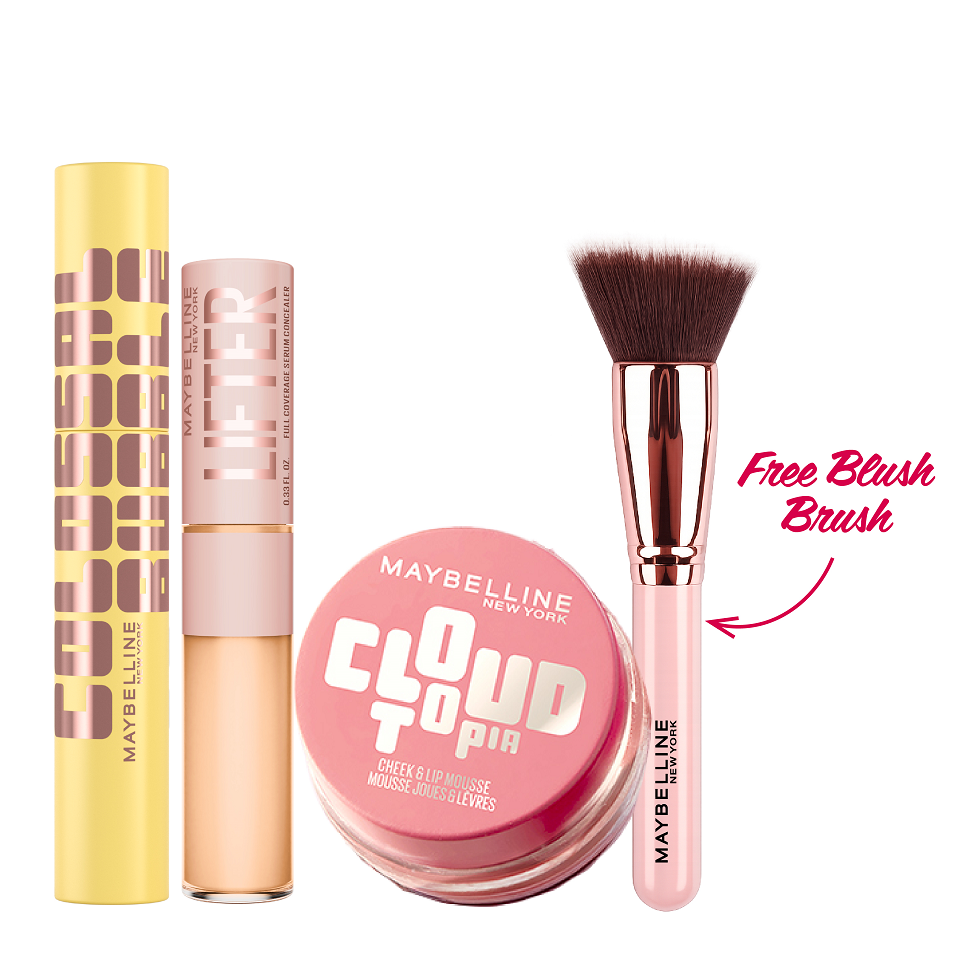 Maybelline - Cloudtopia Cheek & Lip, Lifter Concealer & Colossal Bubble Mascara Bundle
