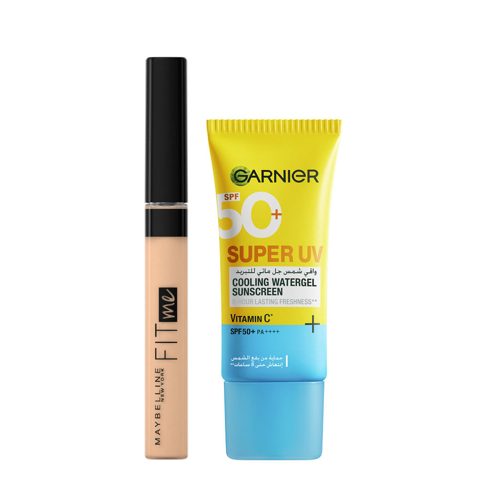 Maybelline - Fit Me Concealer & Garnier Super UV Cooling Watergel Sunscreen SPF50+ Bundle