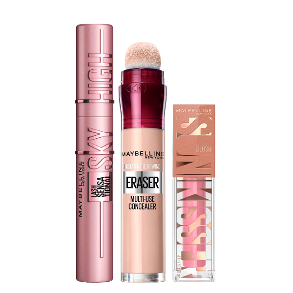 Maybelline - Instant Age Rewind Eraser Concealer, Sunkisser Blush & Sky High Mascara Bundle