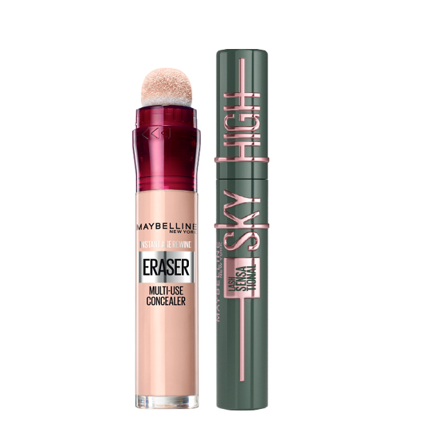 Maybelline - Lash Sensational Sky High Green Attitude Mascara & Instant Age Rewind Eraser Concealer Bundle