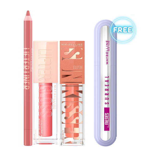 Maybelline - Lifter Liner, Lifter Gloss, Falsies Surreal Mascara & Sunkisser Blush Bundle