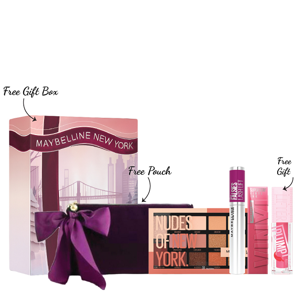 Maybelline - Nudes Of New York Palette, Falsies Lash Mascara & Vinyl Ink Lipstick Bundle