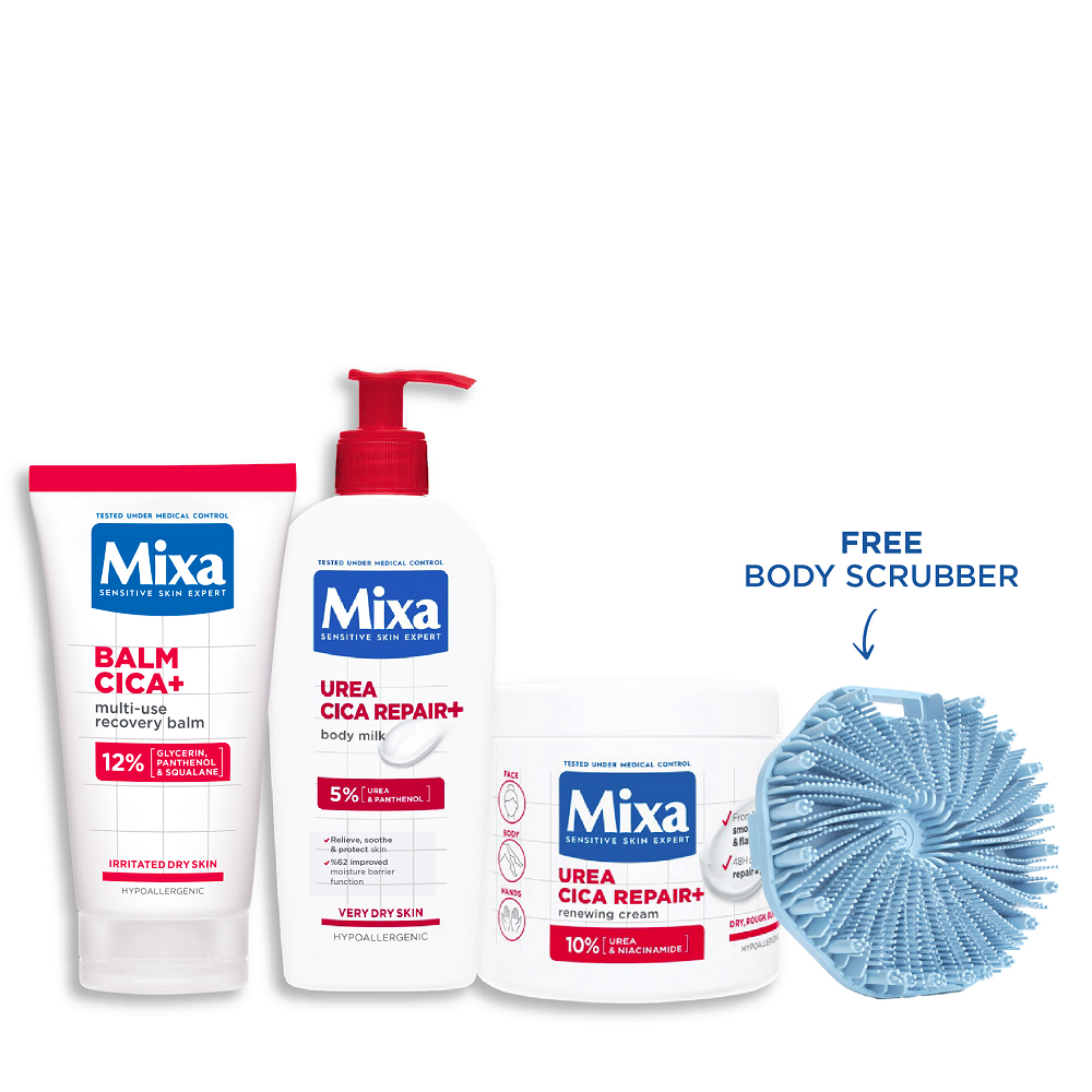Mixa - Urea Cica Repair+ Renewing Cream, Body Milk & Balm Cica Bundle