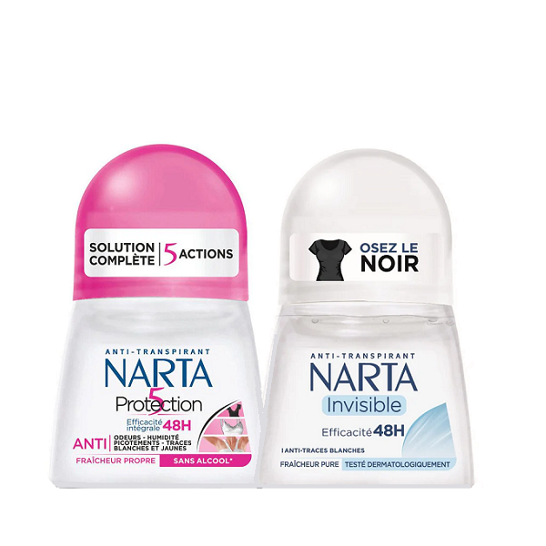 Narta - Invisible & Protection 5 Deo Roll On For Woman Duo Pack Bundle