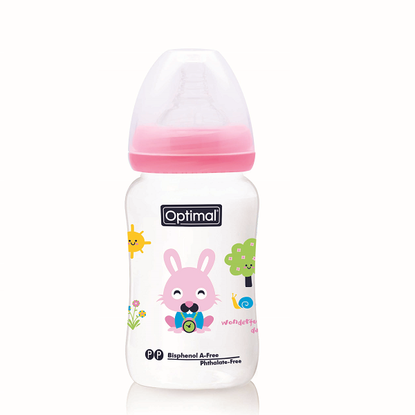 Optimal - PP Wide Neck Feeding Bottle 6-18m 240ml
