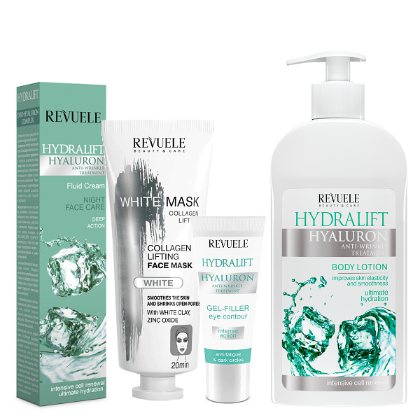 Revuele - Hydralift Night Cream + Eye Gel + Body Lotion + White Mask Collagen Set