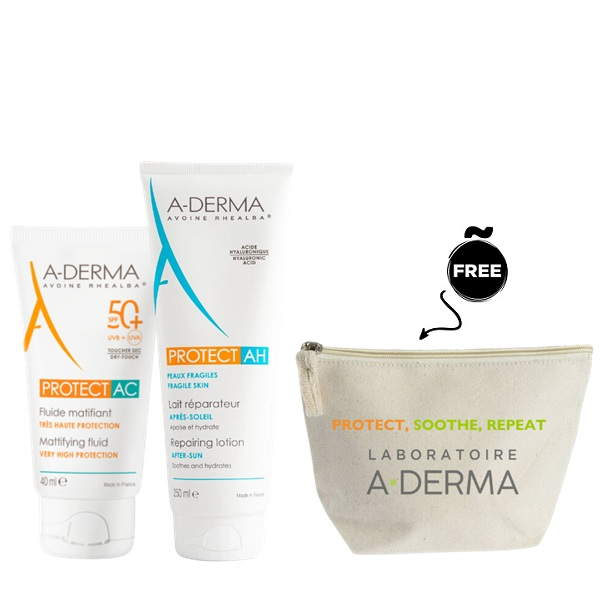 Aderma - Protect AC Mattifying Fluid SPF50+ & Protect AH Repairing Lotion Bundle