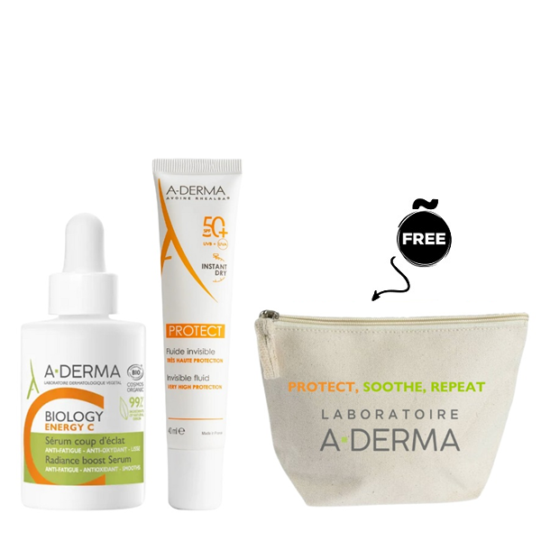 Aderma - Protect Invisible Fluid SPF50+ & Biology Energy C Serum Bundle
