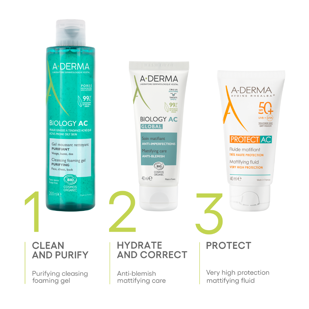 Aderma - Biology AC ( Global Mattifying Care + Free Cleansing Foaming Gel )