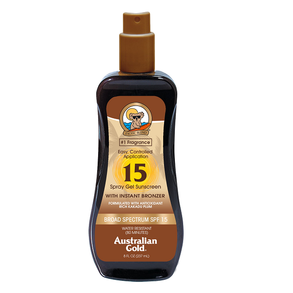 Australian Gold - Spray Gel Sunscreen SPF 15 With Instant Bronzer