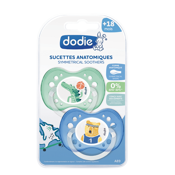 Dodie - Anatomical Duo Soothers 18+ months Funny Animals Boy A89