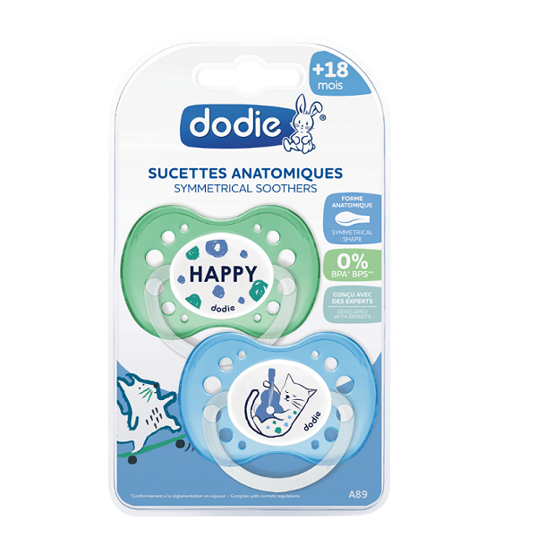 Dodie - Anatomical Duo Soothers 18+ months Funny Animals Boy A89