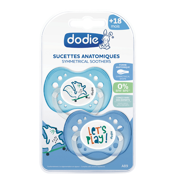 Dodie - Anatomical Duo Soothers 18+ months Funny Animals Boy A89