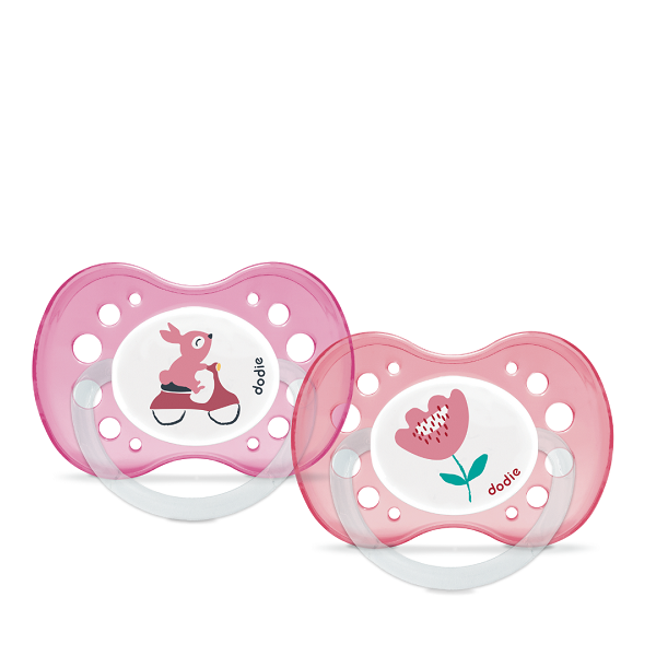 Dodie - Anatomical Duo Soothers 18+ months Funny Animals Girl A71