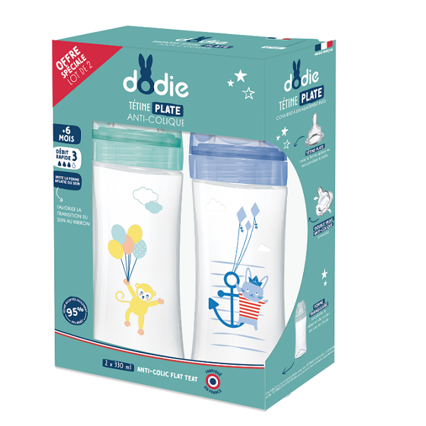 Dodie - Box Of 2 Bottles Sensation+ Anti-colic SEA Flat Teat Flow