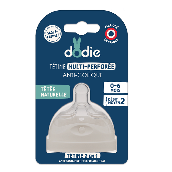 Dodie - Teat Biomimicry Teat & Ring 0-6 months 2 Medium Flow