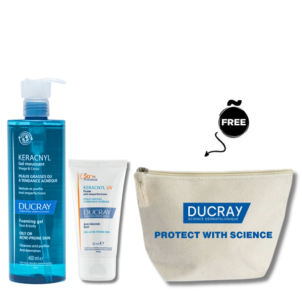 Ducray - Keracnyl Foaming Gel & Anti Blemish Fluid SPF 50+ Bundle