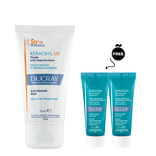 Ducray - Keracnyl UV Anti Blemish Fluid SPF50+ Bundle