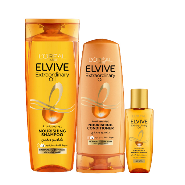 Elvive - Extraordinary Oil Shampoo, Conditioner & Hair Serum Mini Size Bundle