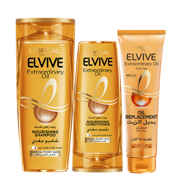 Elvive - Extraordinary Oil Shampoo, Conditioner & Oil Replacement Bundle